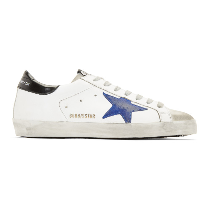 Golden Goose White & Blue Superstar Sneakers