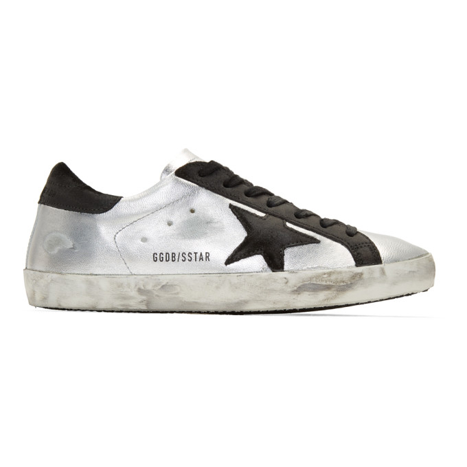 Golden Goose Silver & Black Superstar Sneakers