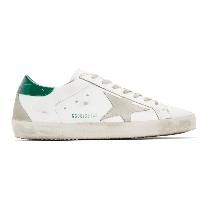 Golden Goose White & Green Superstar Sneakers