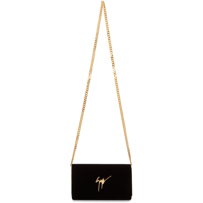 Giuseppe Zanotti Black Velvet Flap Bag