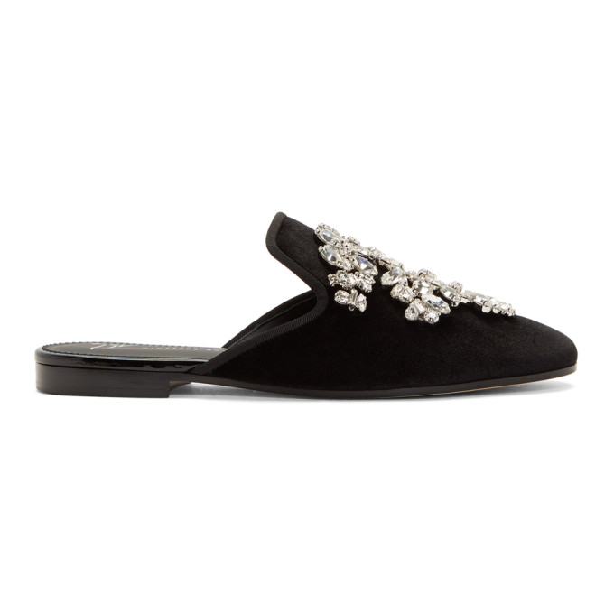 Giuseppe Zanotti Black Velvet Laticia 10 Loafers