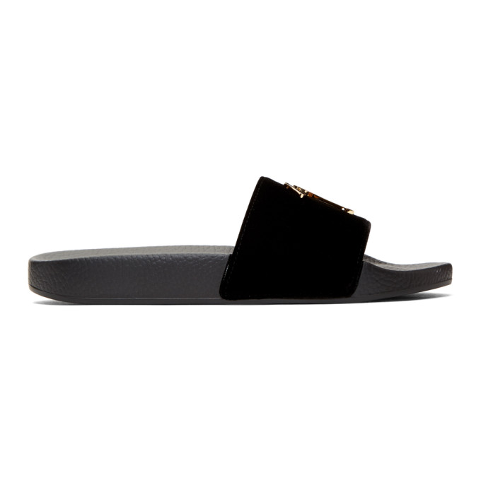 Giuseppe Zanotti Black Burel Veronica Pool Slides