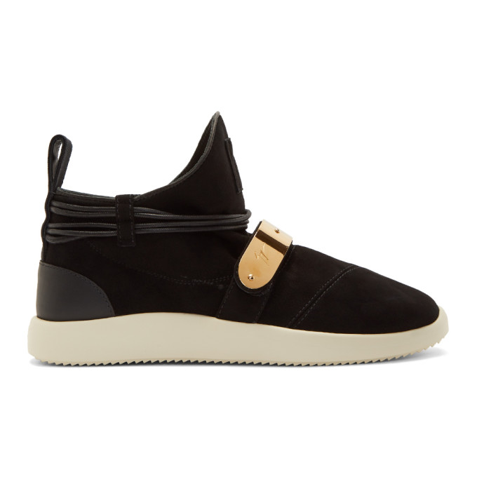 Giuseppe Zanotti Black Suede Hayden High-Top Sneakers