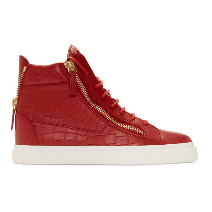Giuseppe Zanotti Red Croc May London High-Top Sneakers