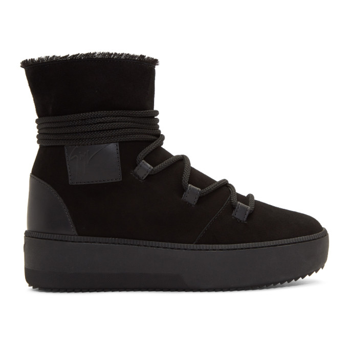 Giuseppe Zanotti Black Suede Zola High-Top Sneakers