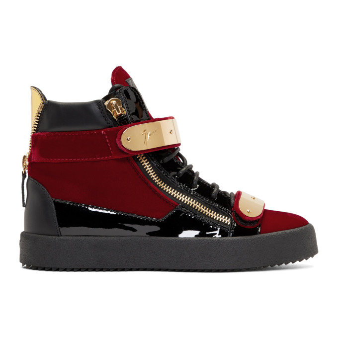 Giuseppe Zanotti Red Velvet May London High-Top Sneakers
