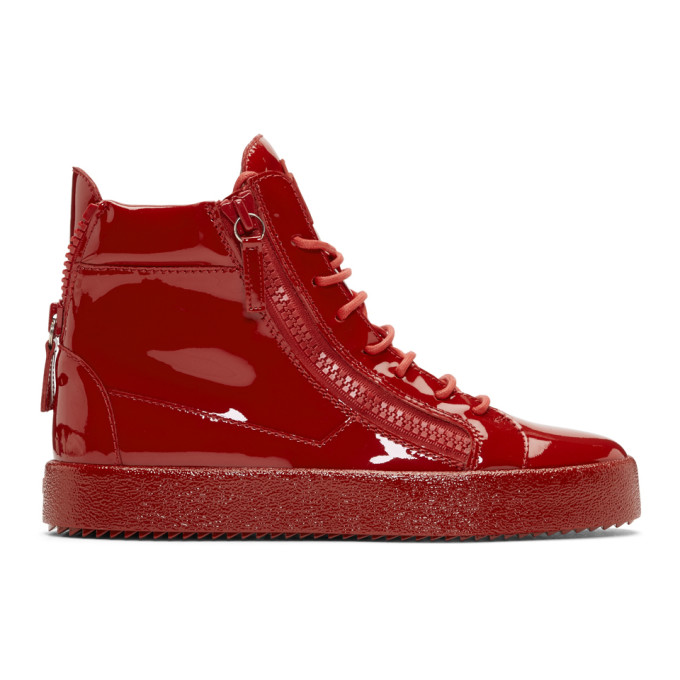 Giuseppe Zanotti Red Patent May London High-Top Sneakers