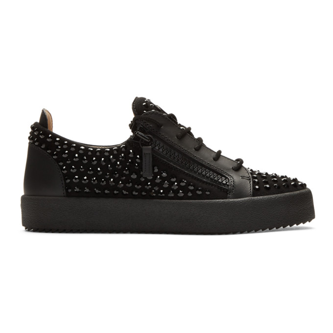 GIUSEPPE ZANOTTI BLACK RHINESTONE MAY LONDON SNEAKERS