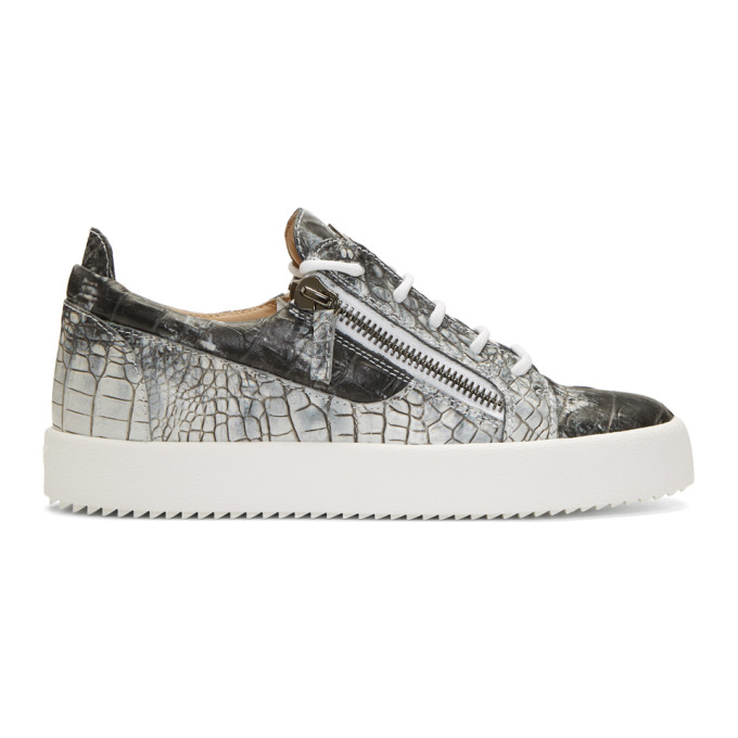 Giuseppe Zanotti Grey & White Croc May London Sneakers