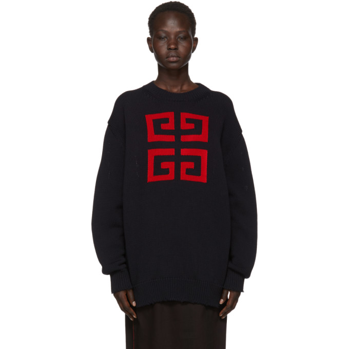 GIVENCHY GIVENCHY NAVY INTARSIA 4G CREWNECK SWEATER