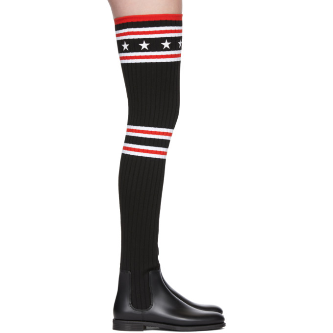 Givenchy Black Over-the-Knee Sock Rain Boots