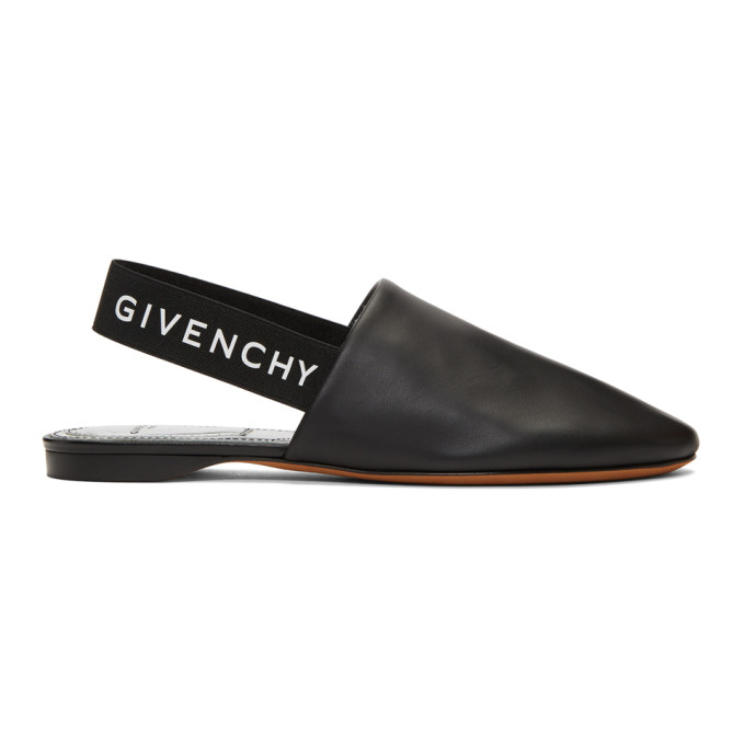 Givenchy Black Elastic Logo Slippers