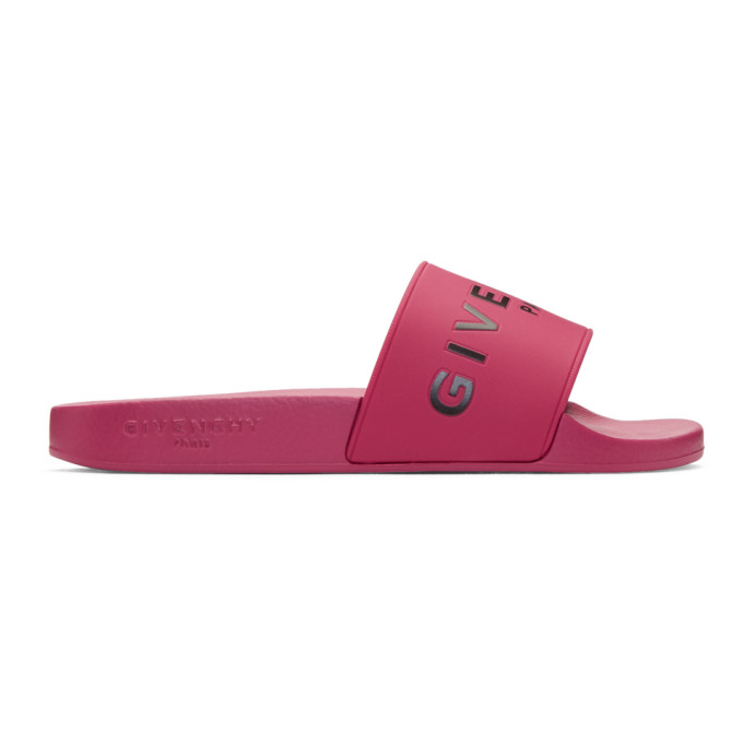 Givenchy Pink Rubber Logo Slides