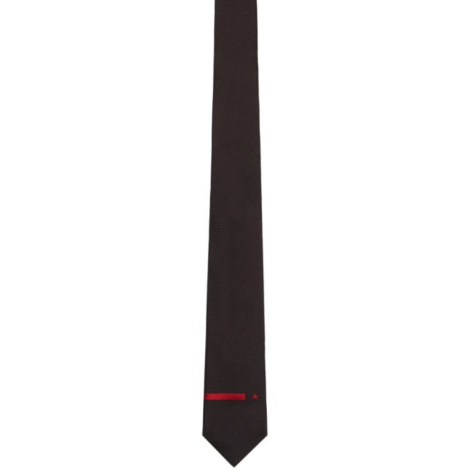 GIVENCHY GIVENCHY BLACK AND RED STRIPE AND STAR TIE