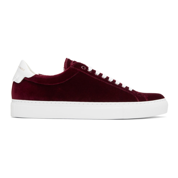 Givenchy Burgundy Velvet Urban Knots Sneakers