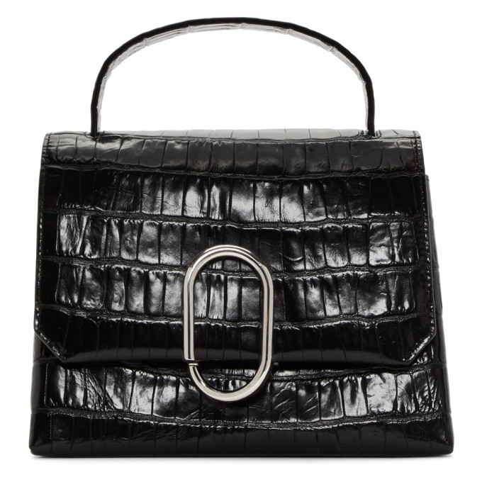 3.1 Phillip Lim Black Croc Alix Top Handle Satchel