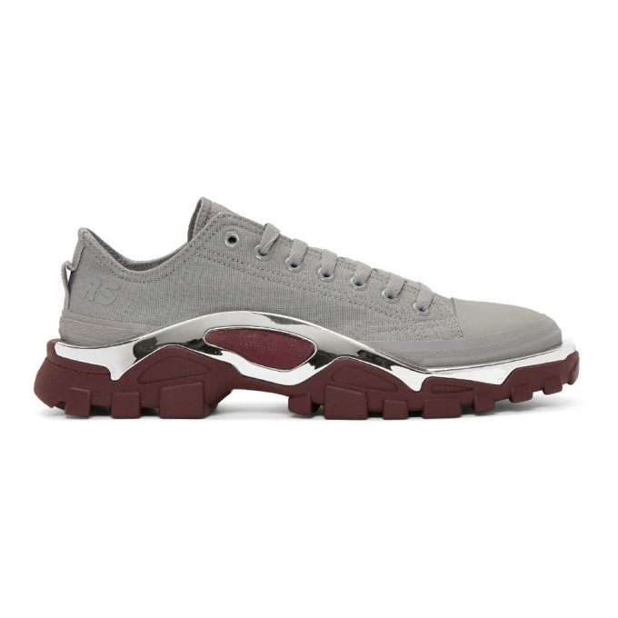 Raf Simons Grey & Burgundy adidas Originals Edition RS Detroit Runner Sneakers