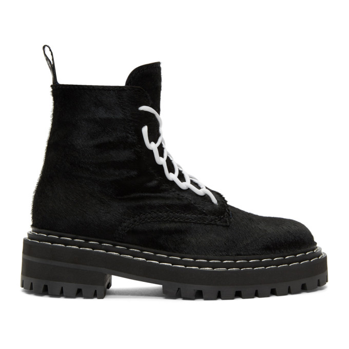 Proenza Schouler Black Pony Lace-Up Boots