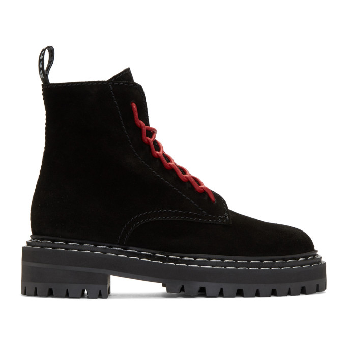 Proenza Schouler Black Suede Lace-Up Boots