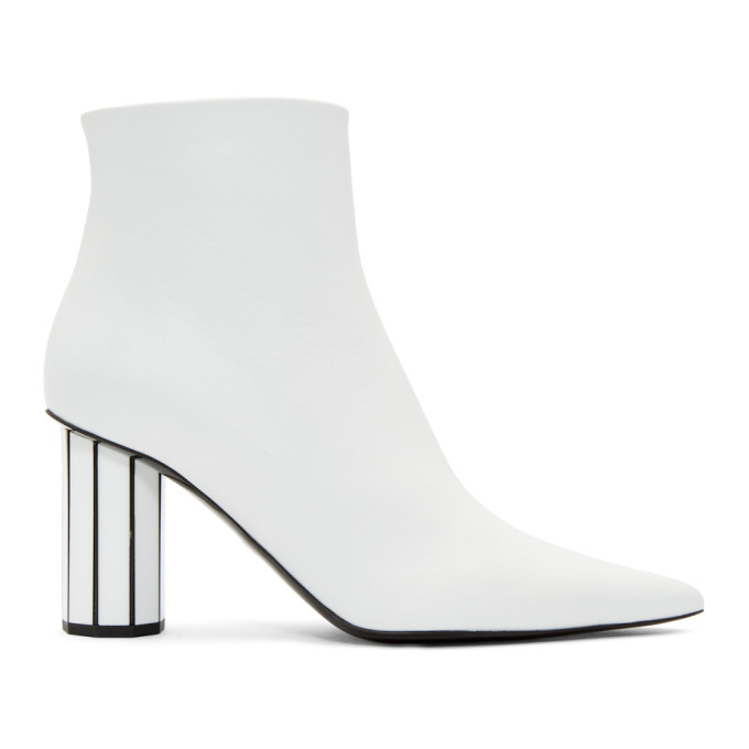 Proenza Schouler White Pointy Faceted Heeled Boots