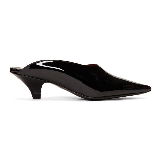 Proenza Schouler Black Patent Mule Kitten Heels