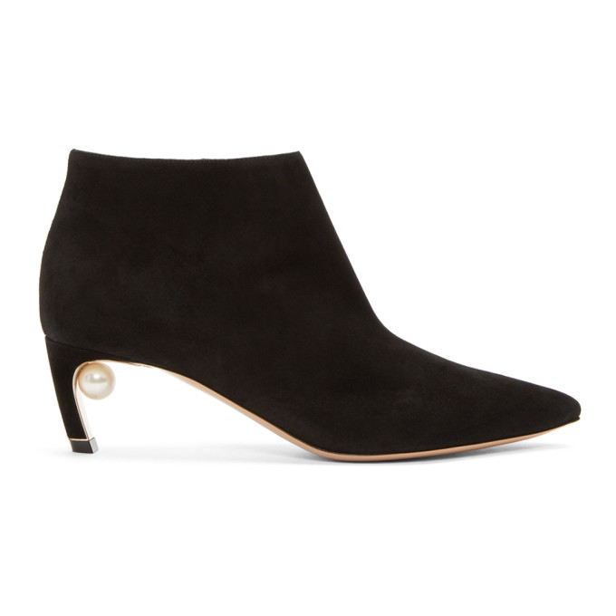 Nicholas Kirkwood Black Suede Mira Pearl Boots