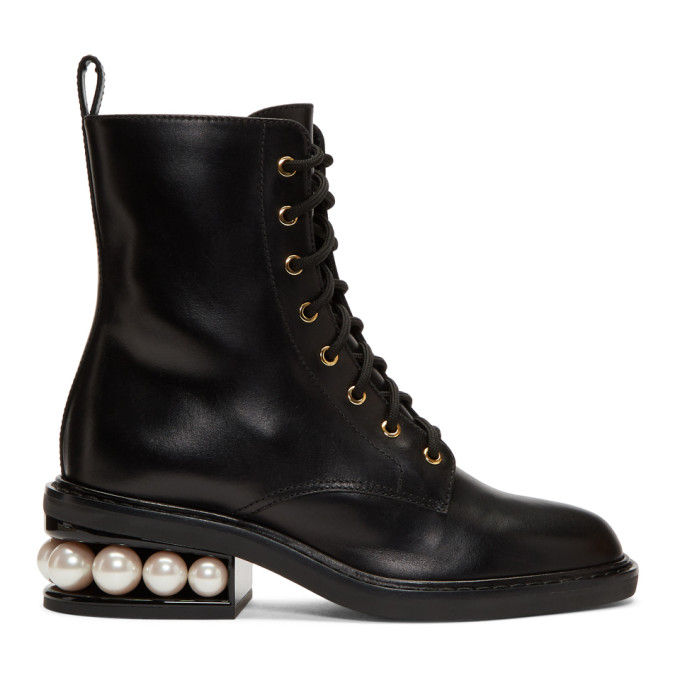 Nicholas Kirkwood Black Casati Pearl Combat Boots