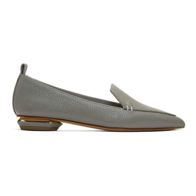 Nicholas Kirkwood Grey Leather Beya Loafers