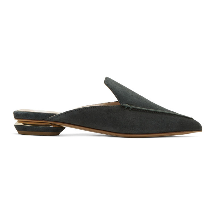 Nicholas Kirkwood Navy Suede Beya Flat Mules