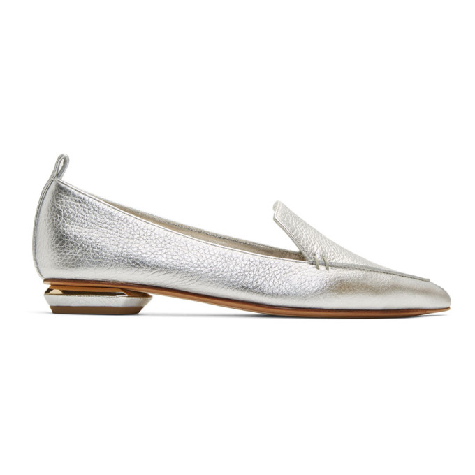Nicholas Kirkwood Silver Leather Beya Loafers