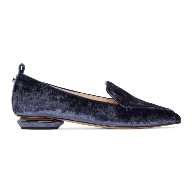 Nicholas Kirkwood Navy Velvet Beya Loafers