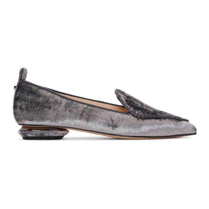Nicholas Kirkwood Grey Velvet Beya Loafers