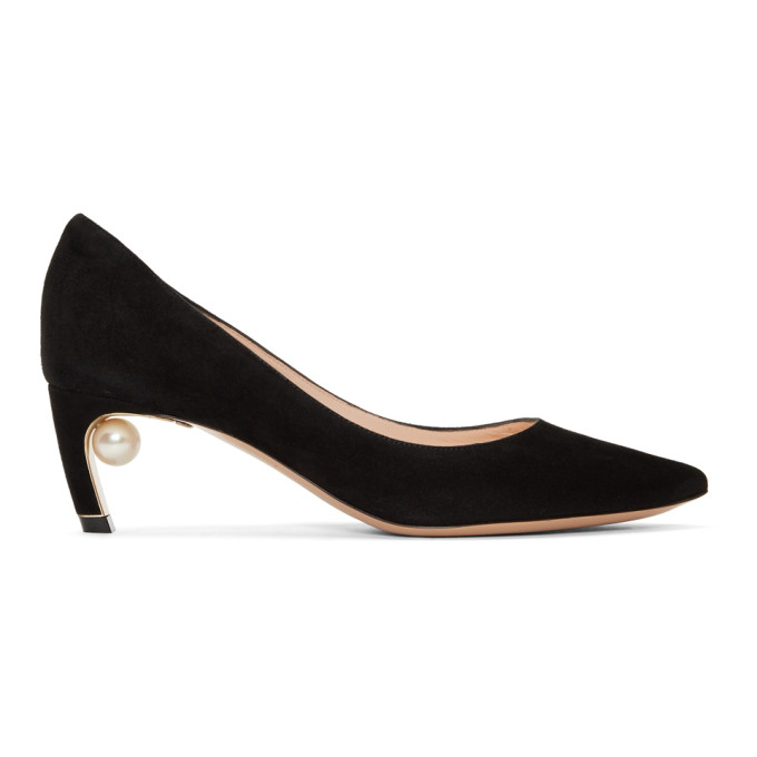 Nicholas Kirkwood Black Suede Mira Pearl Heels