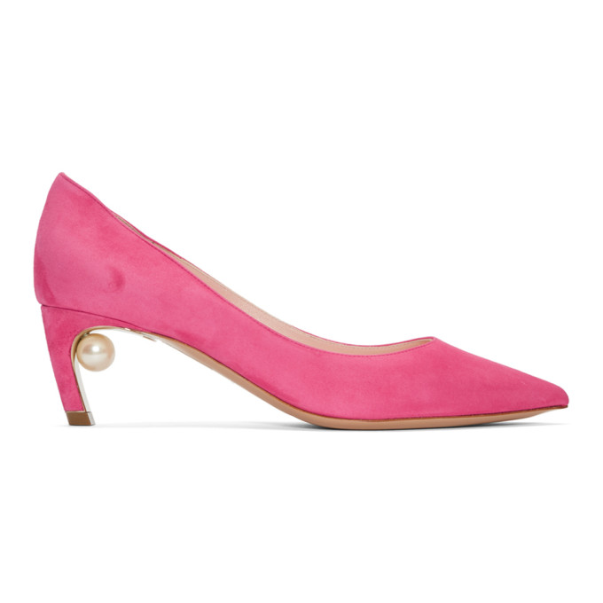 Nicholas Kirkwood Pink Suede Mira Pearl Heels