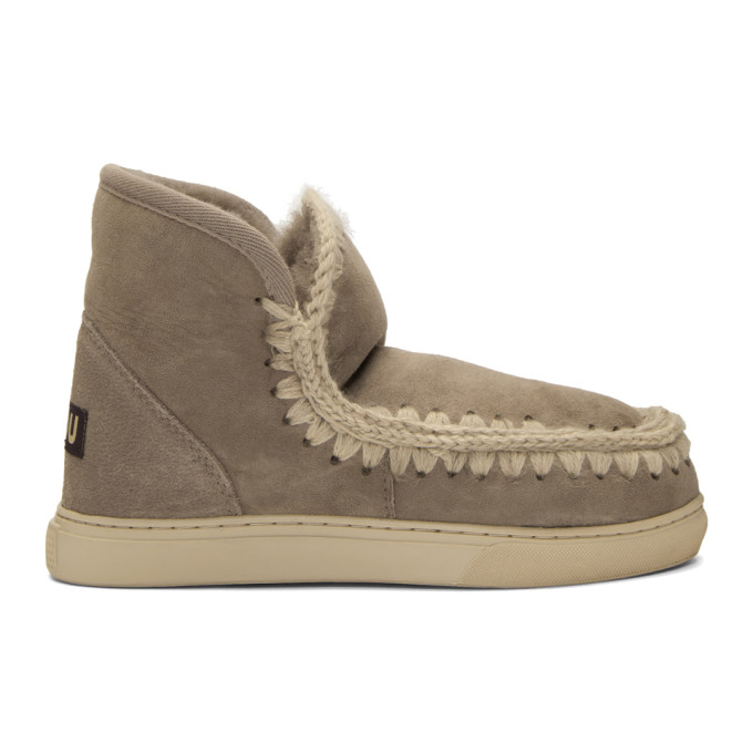 Mou Grey Velvet Eskimo Sneaker Boots