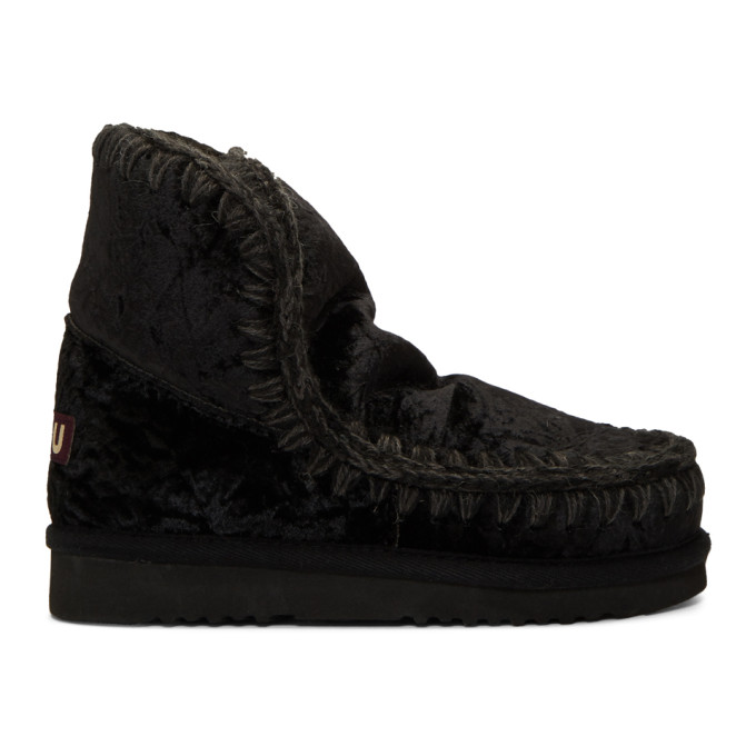 Mou Black Velvet Eskimo 18 Boots