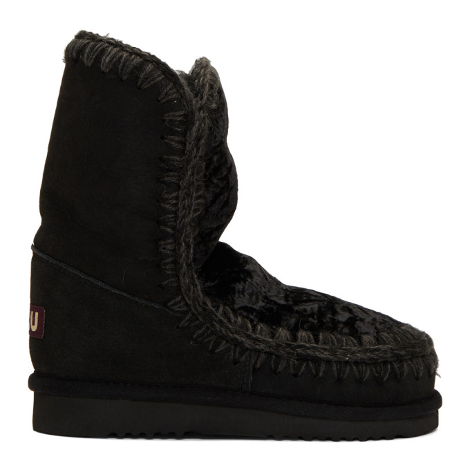 Mou Black Velvet Eskimo 24 Boots