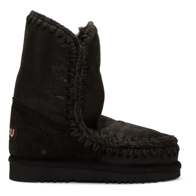 Mou Black Cracked Eskimo 24 Boots