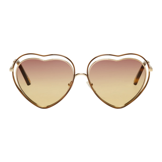 CHLOÉ CHLOE GOLD HEART POPPY LOVE SUNGLASSES