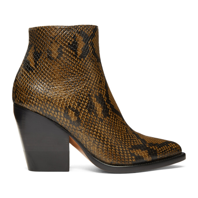 Chloe Tan Short Snake Boots