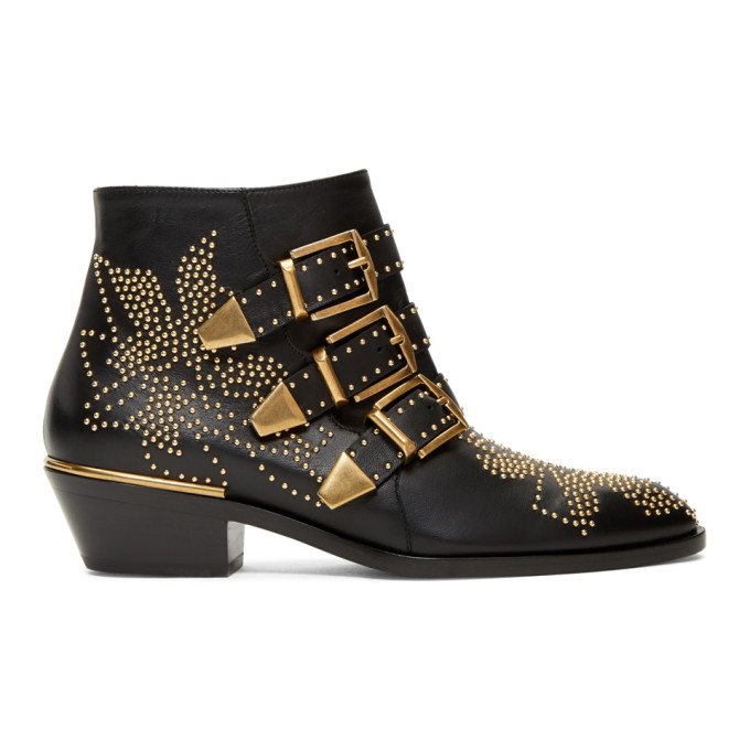 Chloe Black & Gold Susanna Boots