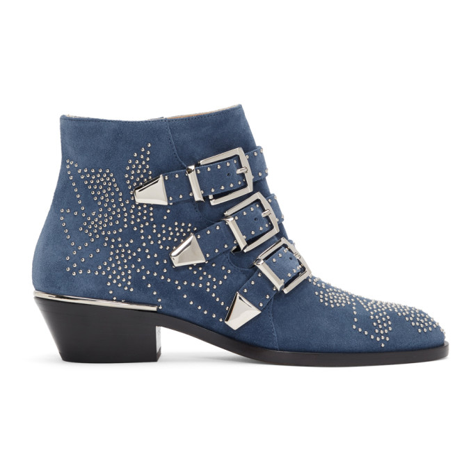 Chloe Blue Suede Susanna Ankle Boots
