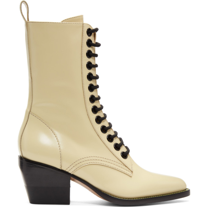 Chloe Yellow Lace-Up Boots