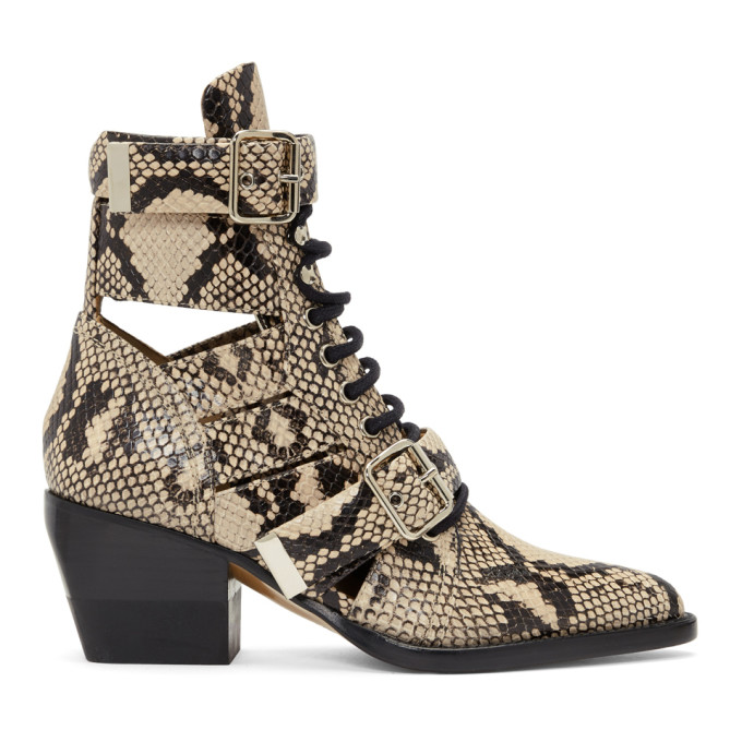 Chloe Grey Snake Rylee Strap Boots