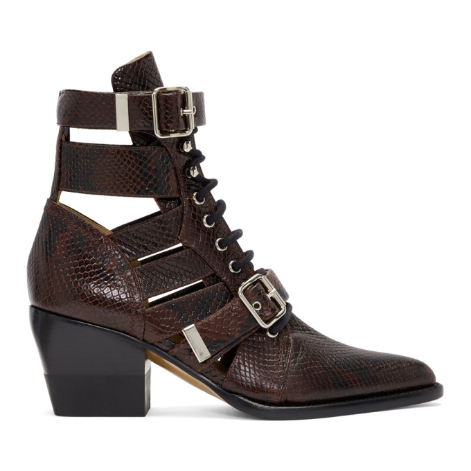 Chloe Burgundy Snake Rylee Strap Boots