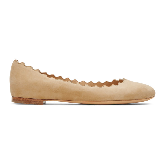 Chloe Beige Suede Lauren Ballerina Flats