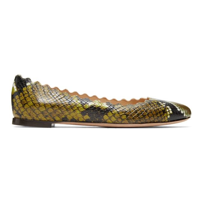 Chloe Brown Python Lauren Ballerina Flats