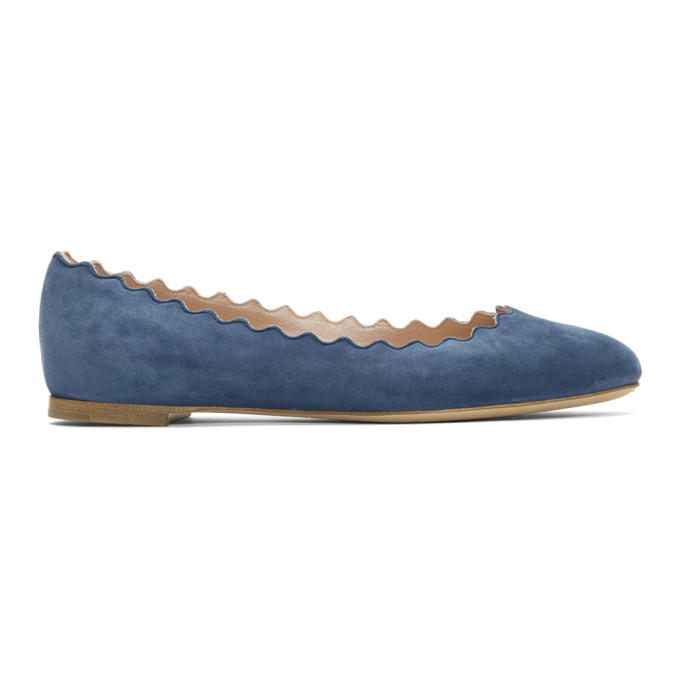 Chloe Blue Suede Lauren Ballerina Flats