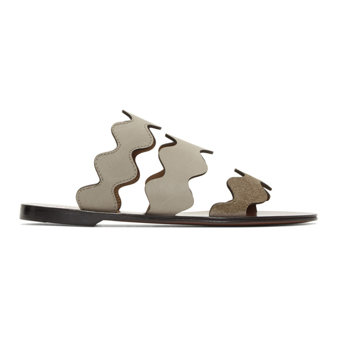 Chloe Grey Wavy Three-Strap Sandals