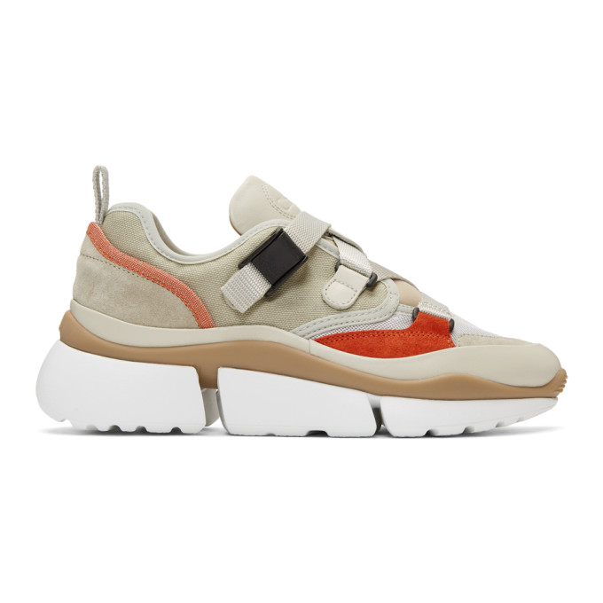 Chloe Beige & Grey Sonnie Sneakers